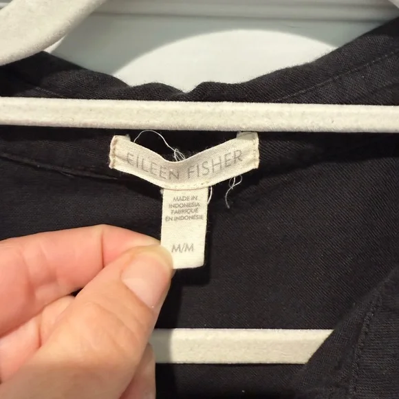 Eileen Fisher Black button up cotton top - Picture 3 of 4